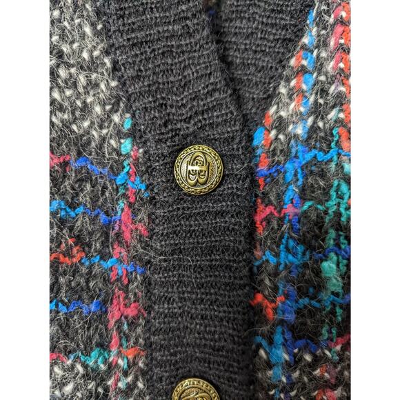 Vintage 80's Croft & Barrow Chunky Knit Tweed Cardigan V Neck Gold Tone Buttons - Picture 5 of 9